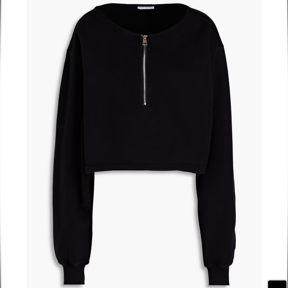 Good American Cropped Half-Zip Sweatshirt